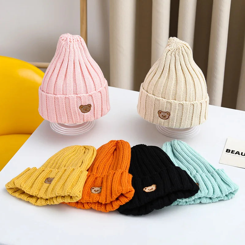 Solid Color Knitted Baby Beanie Winter Spring Warm Crochet Boys Girls Hat Toddler Kids Cap Baby Bonnet Hat - PST PS Tradings