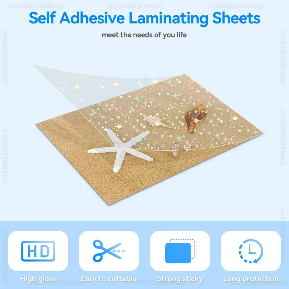 30/50 Sheets Cold Laminating Film Self-Adhesive A4 Transparent Holographic Overlay Lamination Film Waterproof Sticker Paper film - PST PS Tradings