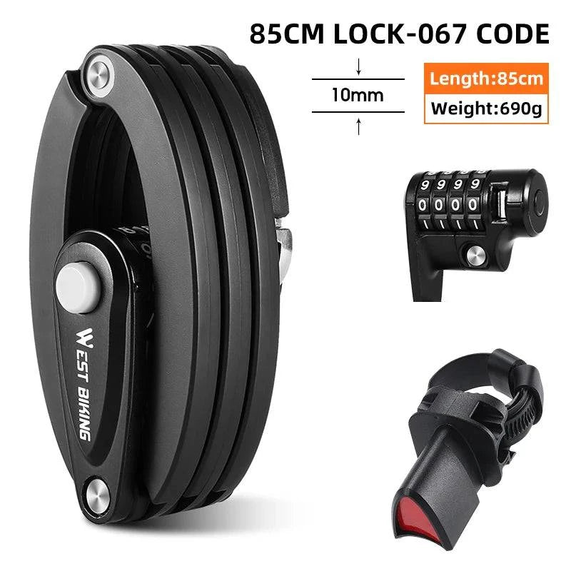 WEST BIKING Foldable Bicycle Lock MTB Road Bike Hamburg Lock High Security Anti-Theft Electric Scooter E-Bike Cycling Chain Lock - Property & Safety Tradings