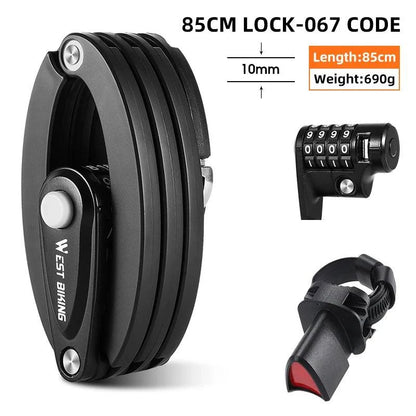 WEST BIKING Foldable Bicycle Lock MTB Road Bike Hamburg Lock High Security Anti-Theft Electric Scooter E-Bike Cycling Chain Lock - Property & Safety Tradings