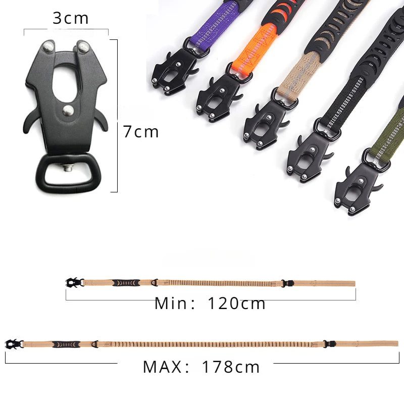 Reflective Shock Absorbing Pet Leashes with Car Seatbelt for Large Dogs Heavy Duty Tactical Bungee Dog Leash No Pull Dog Leash - PST PS Tradings