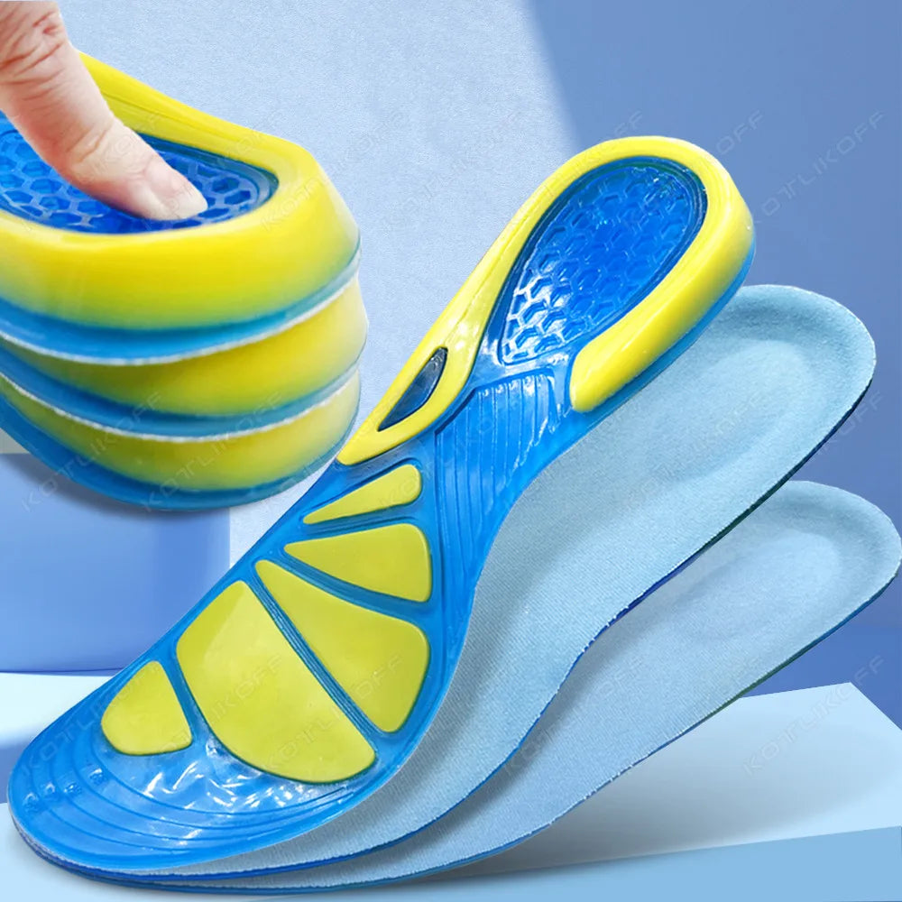 Silicone Gel Orthotic Insoles Honeycomb Heel Shock Absorption Sports Running Comfortable Soft Insoles Relieve Foot Pain Insert