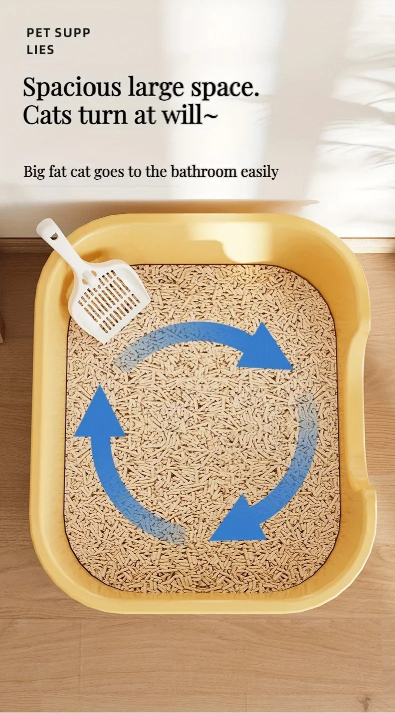 Cat Litter Box with Large Splash Proof Open Design and Free Shovel Suitable for Those Weighing Less Than 30 Pounds - PST PS Tradings