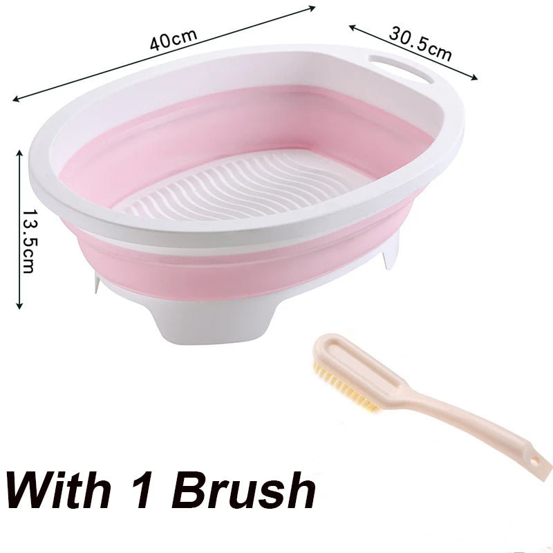 Portable Hand Washing Foldable Basin With Brush Home School Dormitory Washboard Basin For Clothes Cleaning Tools - PST PS Tradings