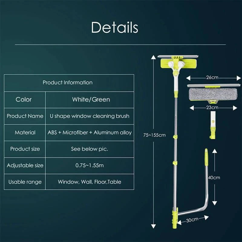 SDARISB Extendable Window Cleaning Tool 2 IN 1 Window Cleaning Brush Silicone Scraper Wiper Tools 180 Rotatable Cleaning Cleaner - Property & Safety Tradings