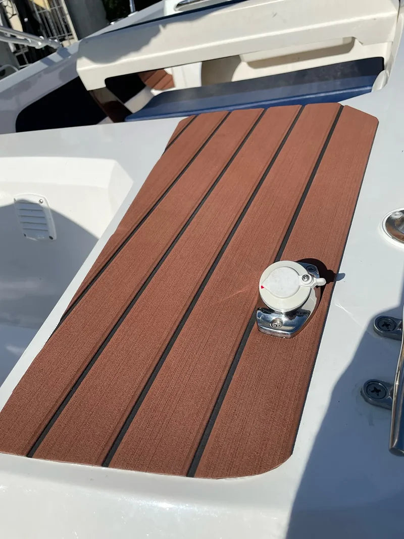 580x2400x5mm EVA Foam Faux Teak Boat Decking Mat Brown Deck Sheet Yacht Flooring Anti Skid Mat Self Adhesive Vehicle Pad