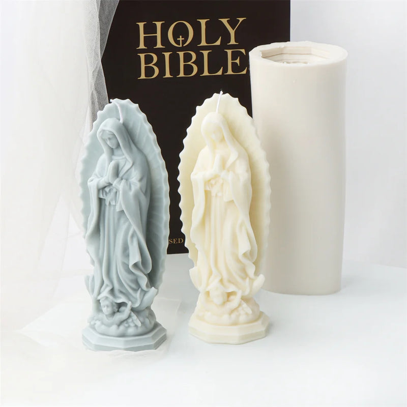 Religious Blessed Virgin Mary Candle Silicone Mold Madonna Goddess Female Deity Portrait Scented Plaster Jesus Resin Epoxy Mould - PST PS Tradings