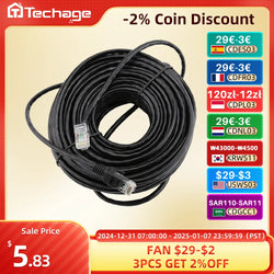 Techage 10M 20M 30M 50M cat5 Ethernet Network Cable RJ45 Patch Outdoor Waterproof LAN Cable Wires For CCTV POE IP Camera System - PST PS Tradings