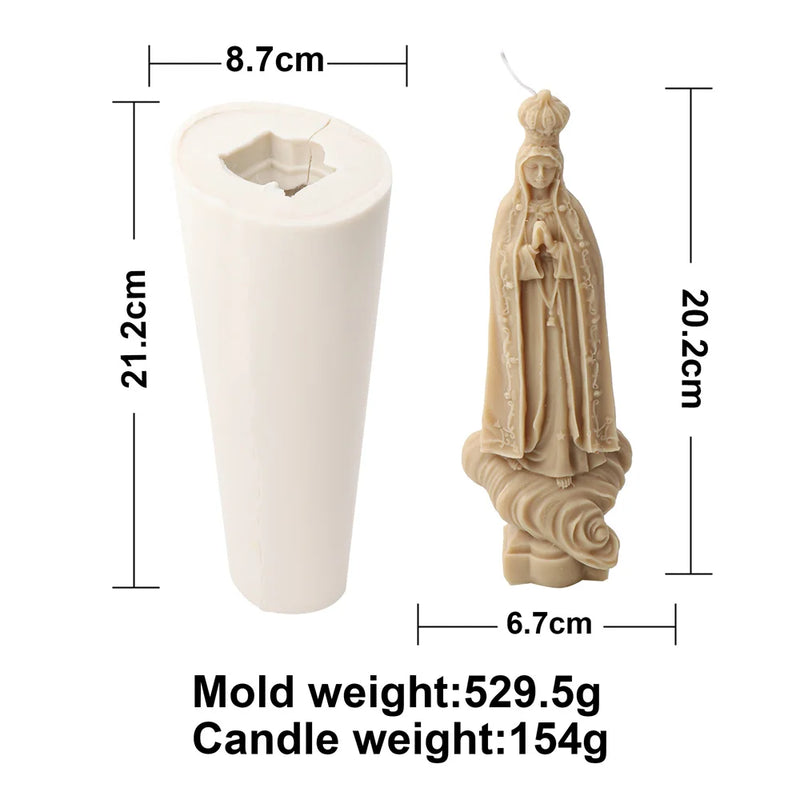 Religious Blessed Virgin Mary Candle Silicone Mold Madonna Goddess Female Deity Portrait Scented Plaster Jesus Resin Epoxy Mould - PST PS Tradings