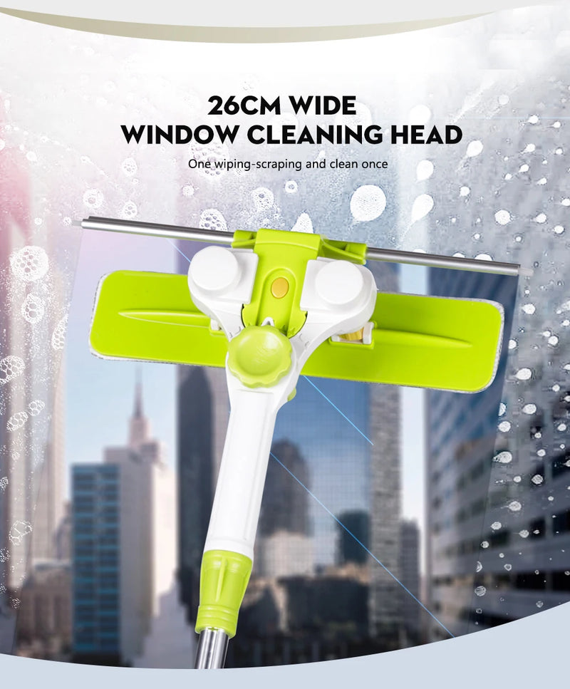 SDARISB Extendable Window Cleaning Tool 2 IN 1 Window Cleaning Brush Silicone Scraper Wiper Tools 180 Rotatable Cleaning Cleaner - Property & Safety Tradings