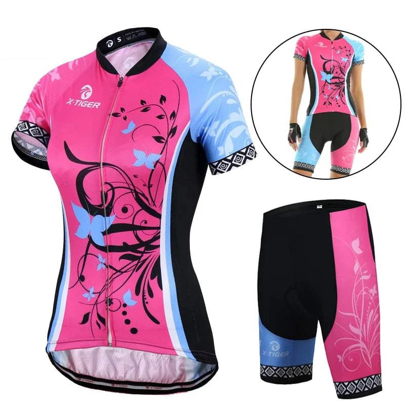 X-Tiger Women's Cycling Jersey Set Summer Anti-UV Cycling Bicycle Clothing Quick-Dry Mountain Female Bike Clothes Cycling Set - Property & Safety Tradings