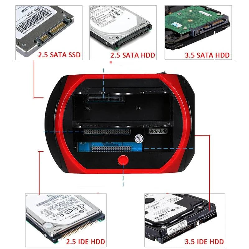 USB To 2.5 3.5 Inch SATA IDE ATA SSD HDD Docking Station Hard Drive Enclosure Dual Slots External Hd Case Hard Disk Box Externo - Property & Safety Tradings