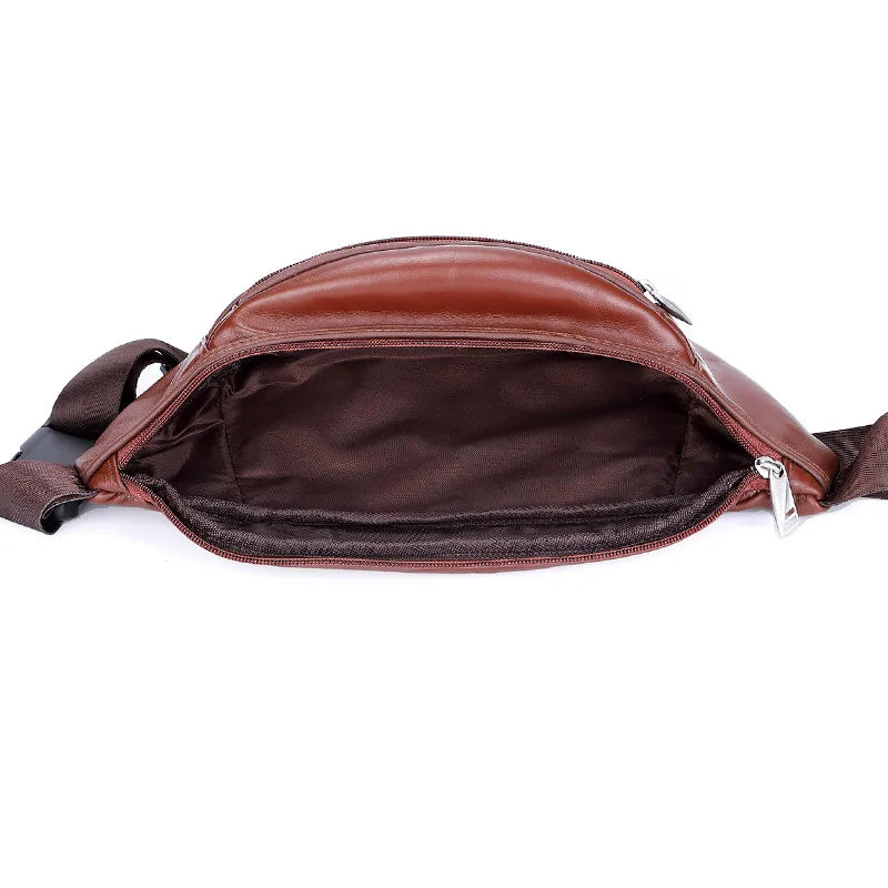 Fashion Men Genuine Leather Fanny Bag for Phone Pouch Male Leather Messenger Bags Brand Fanny Pack Male Travel Waist Bag Men - Property & Safety Tradings