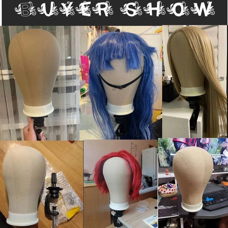 Alileader Canvas Block Poly Head Wig Making Head Weft/Wig Display Styling Mannequin Head Manikin Head Dryer20.5" 21"22.5"23inch - PST PS Tradings