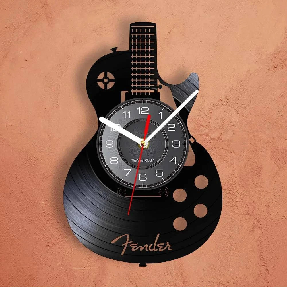 Acoustic Guitar Wall Art Wall Clock Musical Instrument Home Interior Wall Decor Vinyl Record Wall Clock Rock n Roll Musical Gift - PST PS Tradings