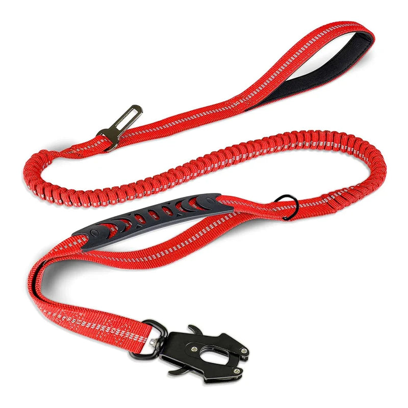 Reflective Shock Absorbing Pet Leashes with Car Seatbelt for Large Dogs Heavy Duty Tactical Bungee Dog Leash No Pull Dog Leash - PST PS Tradings