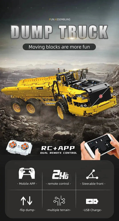 MOULD KING 17010 Technical Car Engineering Vehicle Toys APP RC Dump Truck Set Blocks MOC-8002 Bricks Christmas Gifts For Boys - Property & Safety Tradings