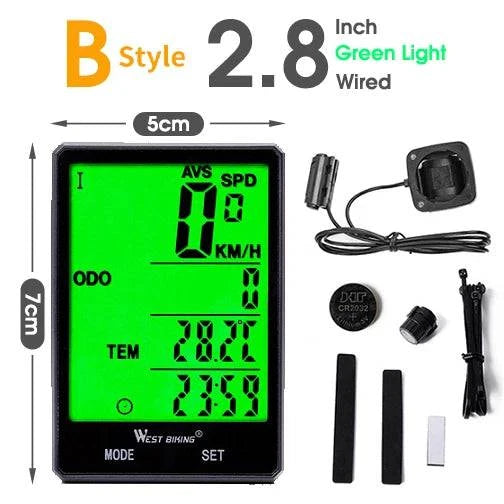 WEST BIKING 2.8 inch Bicycle Computer Large Screen Speedometer Wireless Wired Waterproof Sensor Cycling Odometer Bike Computer - Property & Safety Tradings