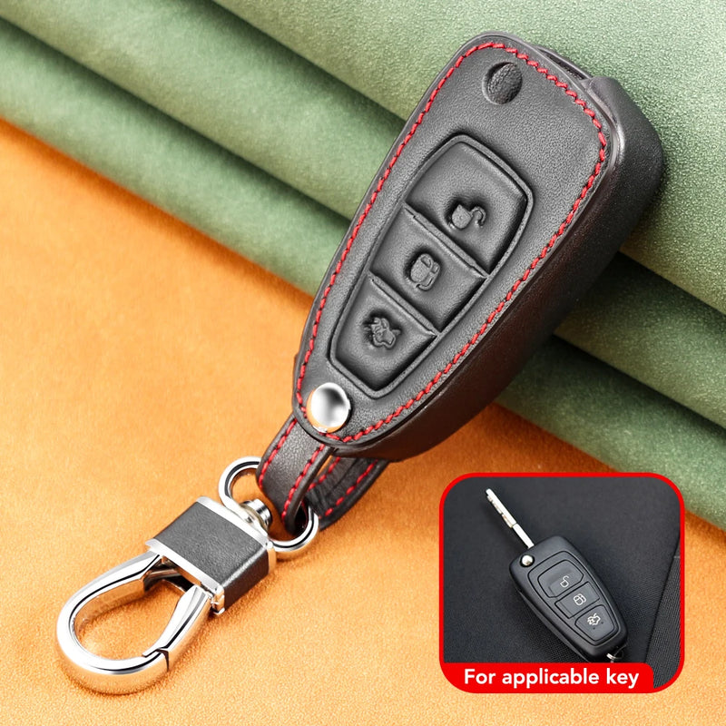 Car Styling Leather key chain ring cover case holder For Ford Focus 2 3 4 MK2 MK3 MK4 Kuga Edge Mondeo Fusion Ecosport Fiesta - PST PS Tradings