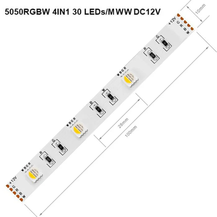 5m 5050 RGBW Led Lights 4pin RGB Led Strip 5pin 4in1 RGBWW RGBCW Led Strip Light 6pin 5in1 RGBCCT Light Strip 12V 24V Waterproof