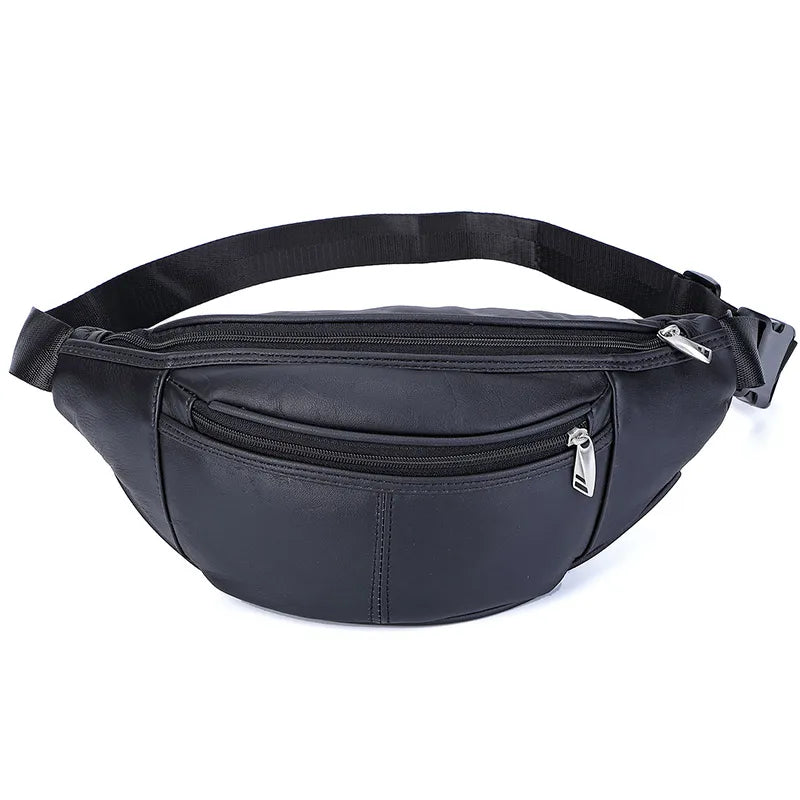 Fashion Men Genuine Leather Fanny Bag for Phone Pouch Male Leather Messenger Bags Brand Fanny Pack Male Travel Waist Bag Men - Property & Safety Tradings