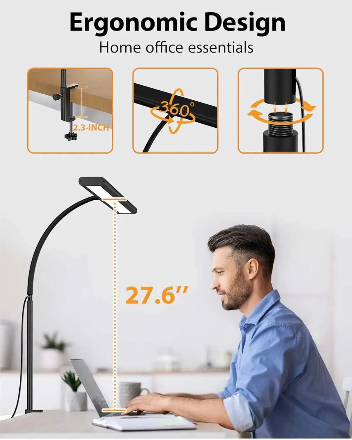 LED Desk Lamp for Office Home, Eye-Caring Desk Light Lamp with Stepless Dimming Adjustable Flexible Gooseneck Adjustable Light - Property & Safety Tradings