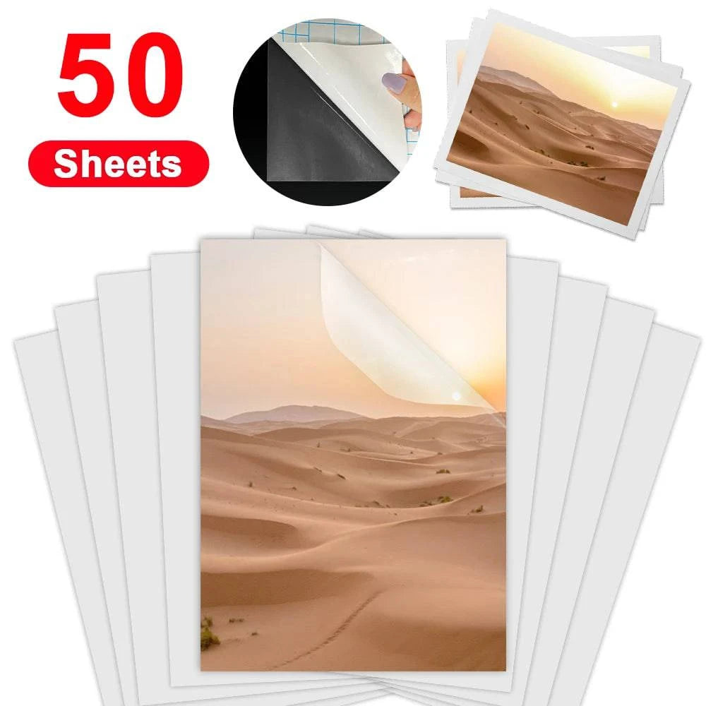 50 Sheets Matte Transaprent Cold Laminating Film A4 Self-adhesive Broken Glass Stars Dots Holographic DIY Photo Laminating Film - Property & Safety Tradings