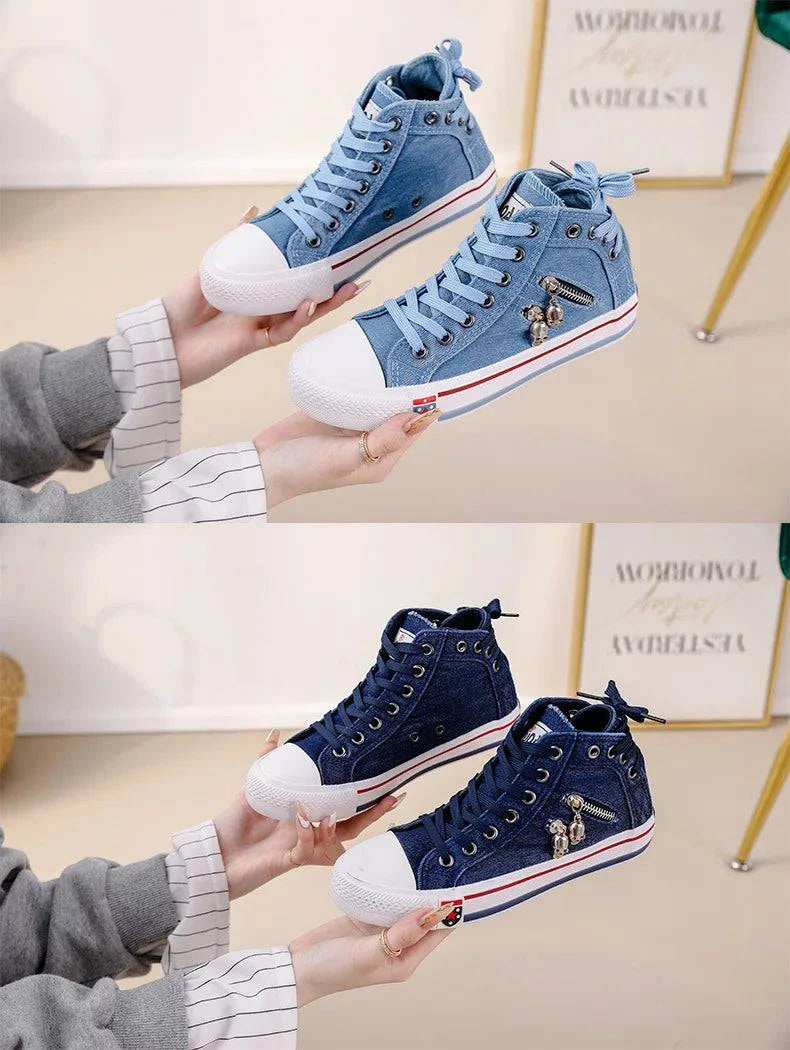 Spring Autumn Casual Sports Walking Skateboard Lace-up Fashion Femmes Women's classic Sneakers Denim Canvas Shoes Large Size 43 - PST PS Tradings