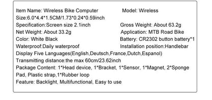 WEST BIKING 2.8 inch Bicycle Computer Large Screen Speedometer Wireless Wired Waterproof Sensor Cycling Odometer Bike Computer - Property & Safety Tradings