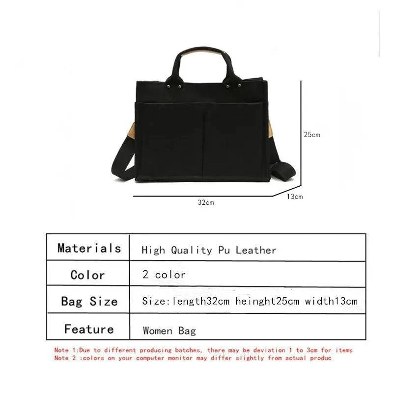 2022 new Pu Leather laptop Bag Simple Handbags Famous Brands Women Shoulder Bag Casual Big Tote Vintage Ladies Crossbody Bags - Property & Safety Tradings