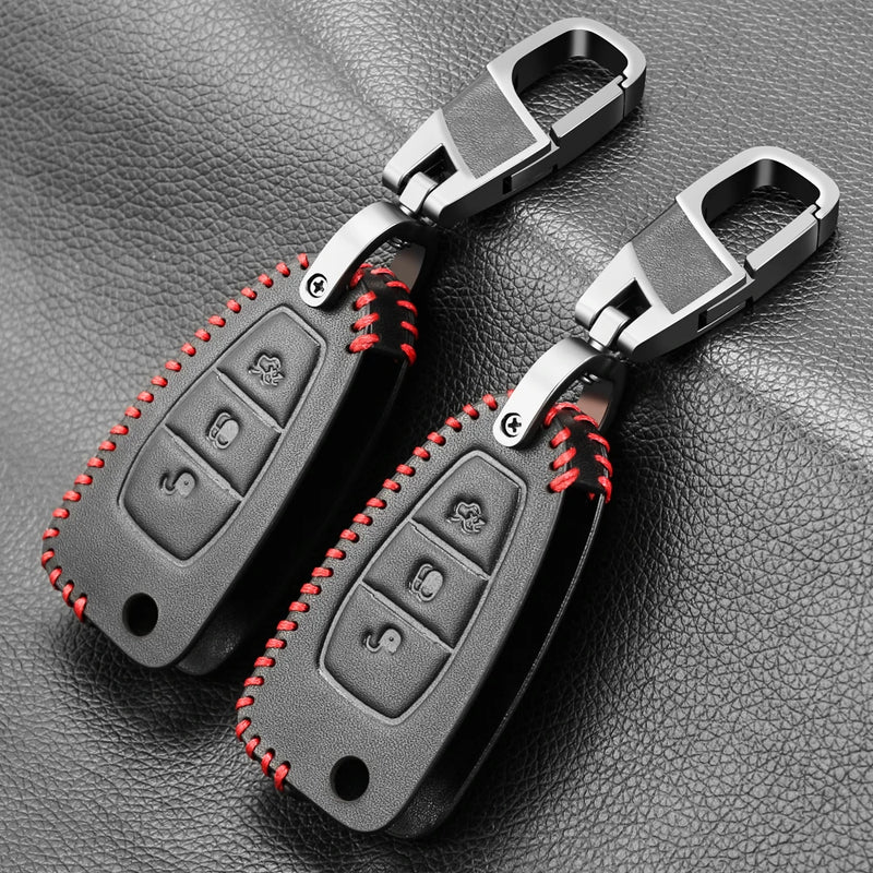 Car Styling Leather key chain ring cover case holder For Ford Focus 2 3 4 MK2 MK3 MK4 Kuga Edge Mondeo Fusion Ecosport Fiesta - PST PS Tradings