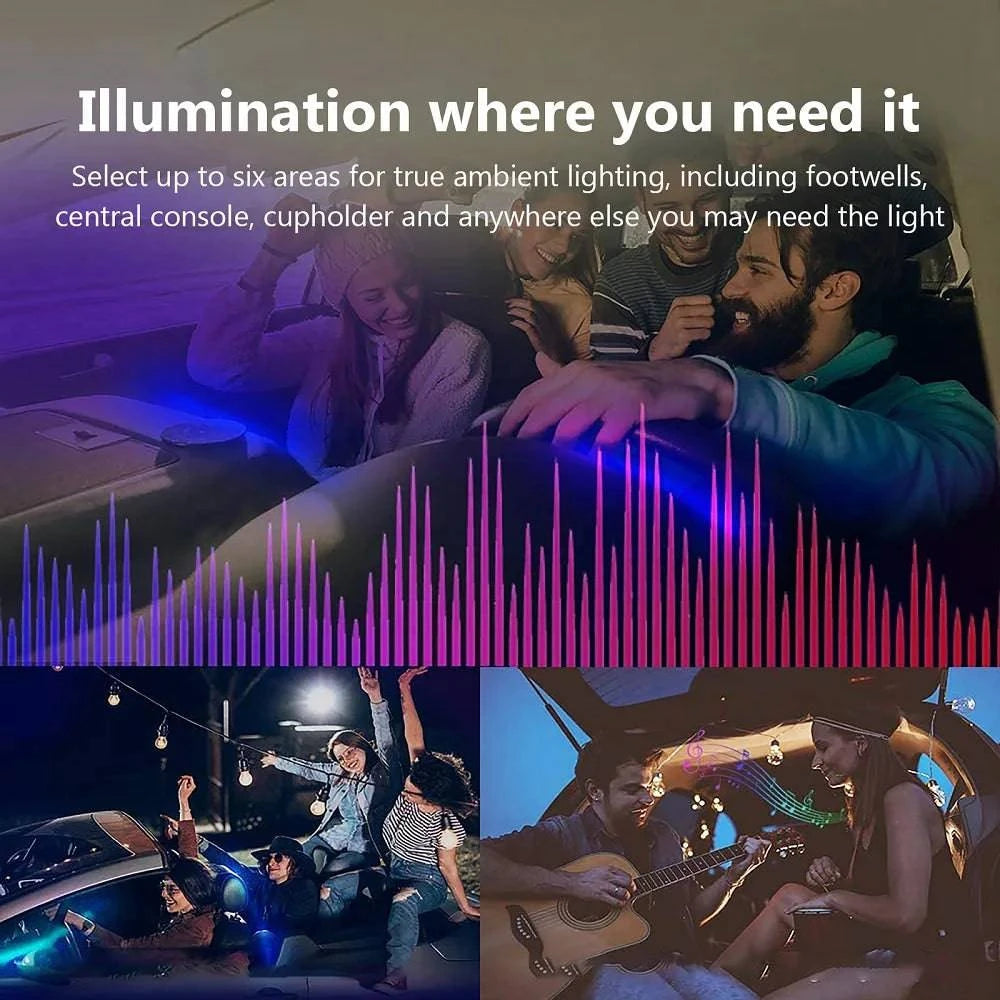 Universal Car Ambient Light Kit With Wireless APP Control 256 RGB Dream Color and 55 Preset Modes LED Neon Footlight Accessories - Property & Safety Tradings