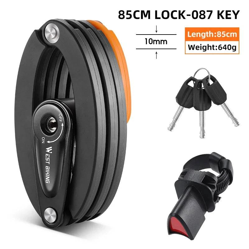 WEST BIKING Foldable Bicycle Lock MTB Road Bike Hamburg Lock High Security Anti-Theft Electric Scooter E-Bike Cycling Chain Lock - Property & Safety Tradings