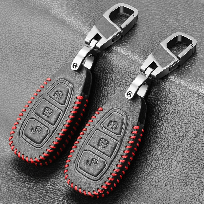 Car Styling Leather key chain ring cover case holder For Ford Focus 2 3 4 MK2 MK3 MK4 Kuga Edge Mondeo Fusion Ecosport Fiesta - PST PS Tradings