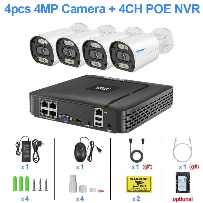 8MP Security Camera System 4K POE NVR Video Surveillance Kit  5MP 4MP Audio Ai Face Detect Color Night Vision IP CCTV Camera Set - Property & Safety Tradings