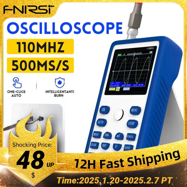 Fnirsi 1 c15 profession elles digitales Oszilloskop 110MHz analoge Bandbreite 500 ms/s Abtastrate unterstützt 1kHz Rechteck welle 400V.