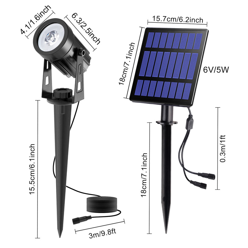 Solarbetriebener Strahler, IP65, Solar-LED-Licht, für den Außenbereich, Landschaft, Hof, Garten, Baum, separat Lampe, Aluminium, rostfrei, Solarlampe