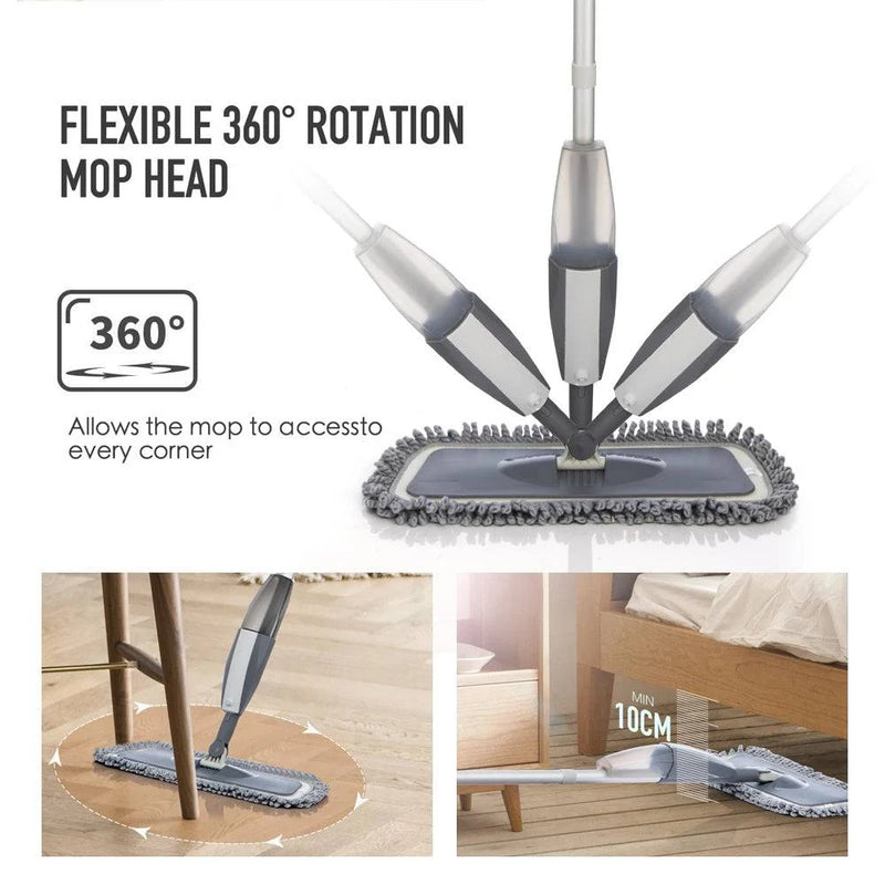 Spray Floor Mop with Reusable Microfiber Pads 360 Degree Handle Mop for Home Kitchen Laminate Wood Ceramic Tiles Floor Cleaning - PST PS Tradings