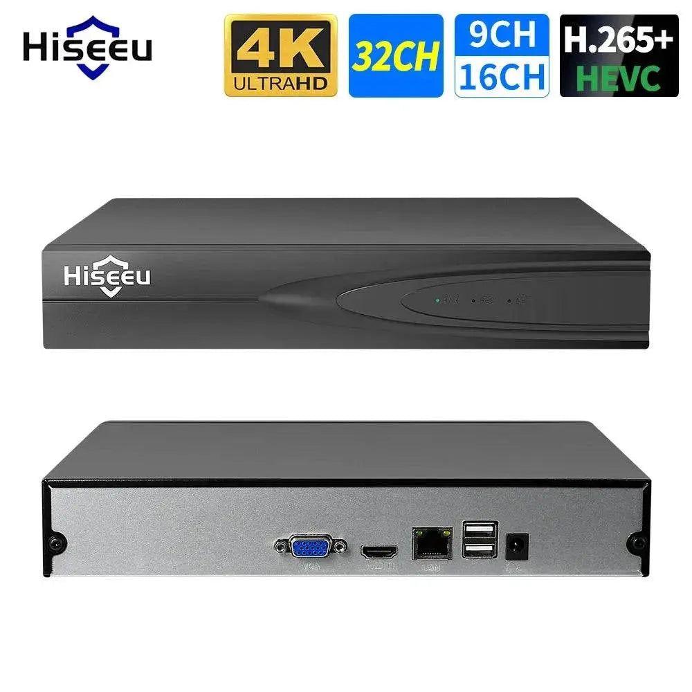 Hiseeu H.265+ HEVC 8CH 16CH 32CH CCTV NVR 4K 8MP 5MP 4MP 3MP 2MP IP Network Video Recorder For Surveillance Camera System Kit - Property & Safety Tradings