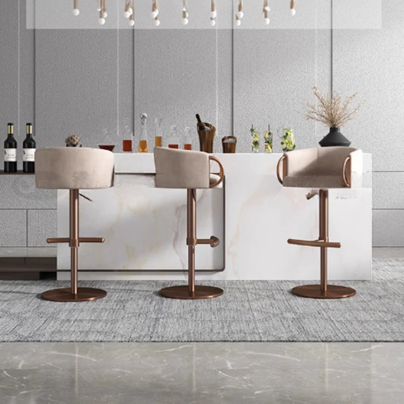 Coffee Shop Steel Bar Chair Luxury Gold Round Leather Modern Nordic Stools Kitchen Swivel Design Sgabello Cucina Alto Furniture