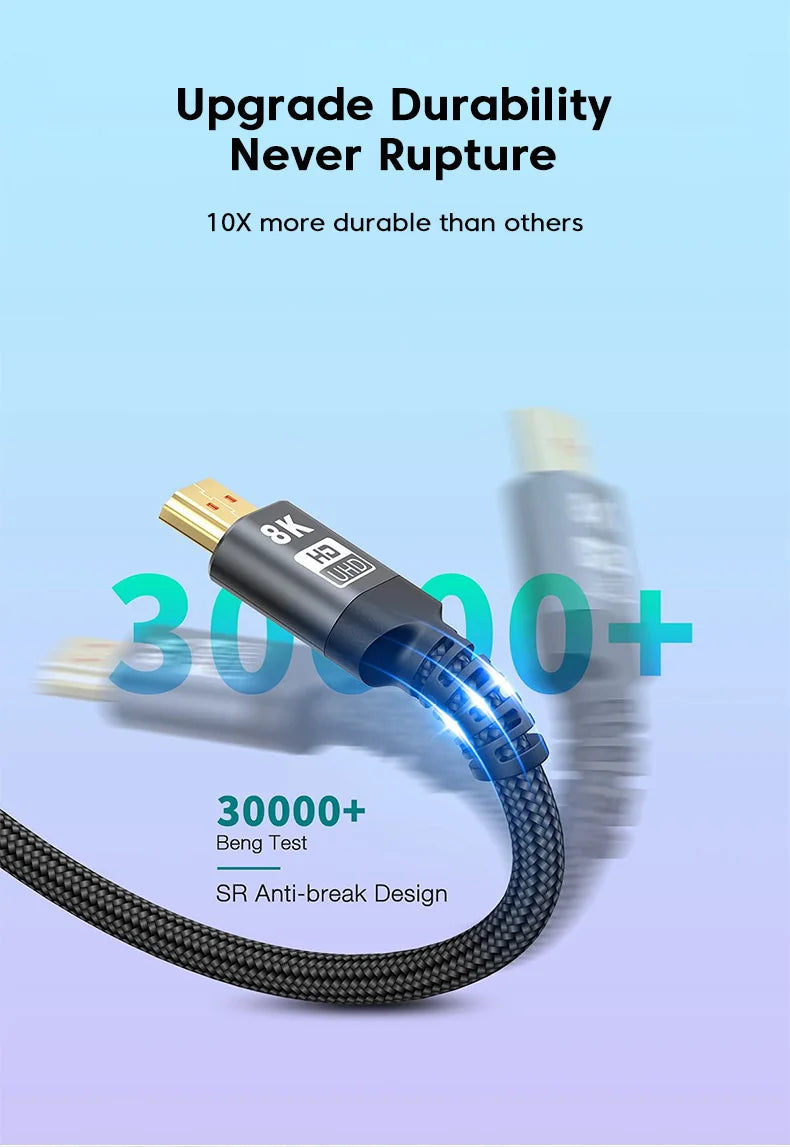 Hdmi 8k kabel 8k/60hz 4k/120hz uhd hdr 48gbps adapter hdmi kabel 5m für geräte große laptops hoch auflösende tv projektoren