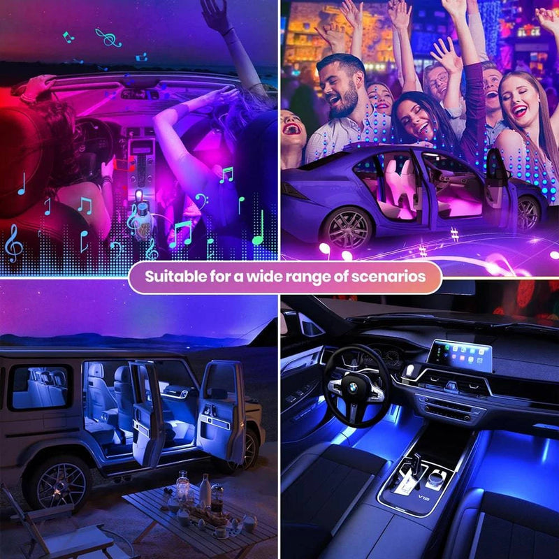 Car Ambient Light RGB Backlight Neon LED Lamp Foot Strip APP 3 Key Control Atmosphere Auto Decorative Led Interior Car Lights - PST PS Tradings