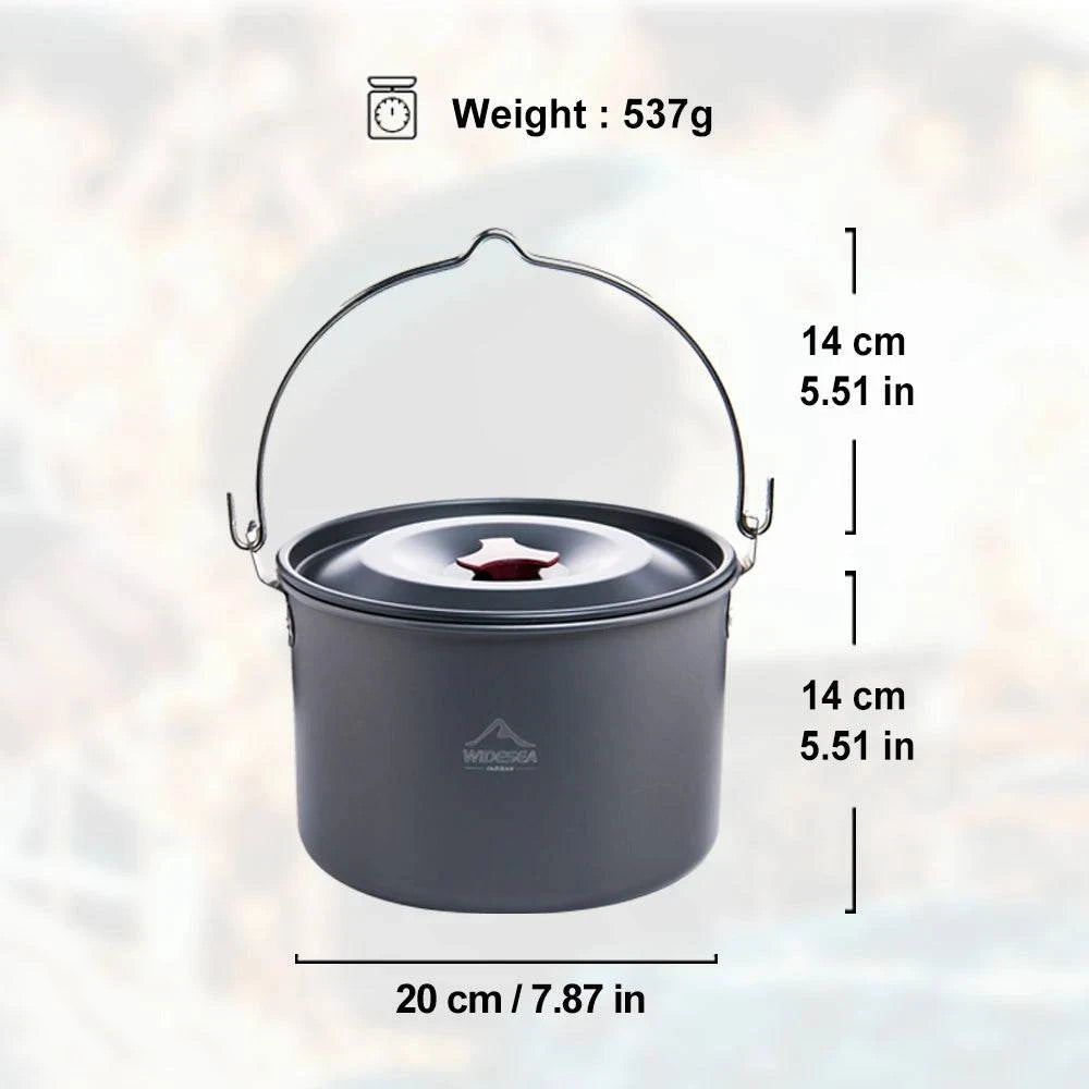 Widesea 4L Camping Hanging Pot Cookware Outdoor Bowler Tableware 4-6 Persons Picnic Cooking Tourism Fishing kitchen Equipment - Property & Safety Tradings