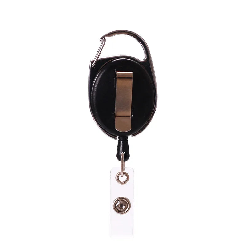 1pc Retractable Pull Key Ring ID Badge Holder Name Tag Card Holder Recoil Reel Belt Clip Gift Office Supplies - PST PS Tradings