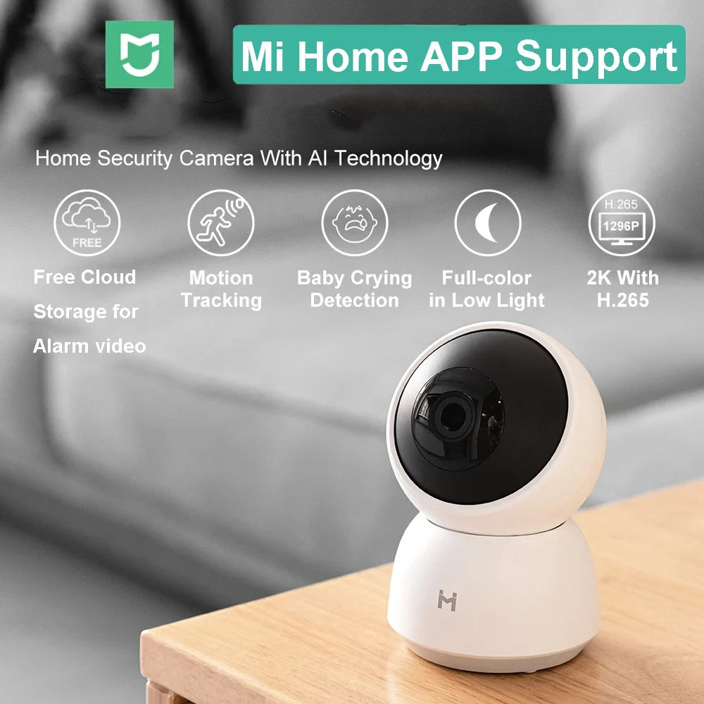 Smart Camera 2K WiFi Night Vision Webcam 2K 1296P HD Video IP 360 Angle Camera Baby Security Monitor for Xiaomi Mihome APP