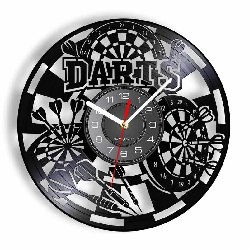 Darts Wall Art Man Cave Game Room Decoration Modern Wall Clock Dart Board Pub Bar Darts Game Night Club Vinyl Record Wall Clock - PST PS Tradings