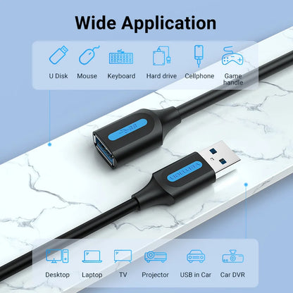 Vention USB 3.0 Extension Cable Male to Female Extender Cable Fast Speed USB 3.0 Cable Extended for laptop PC USB 2.0 Extension