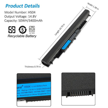 KingSener HS04 3400mAh Laptop Battery For HP 240 245 250 255 G4 HSTNN-LB6U HSTNN-LB6V HSTNN-PB6S 807611-831 807957-001 HS03 HS04 - Property & Safety Tradings