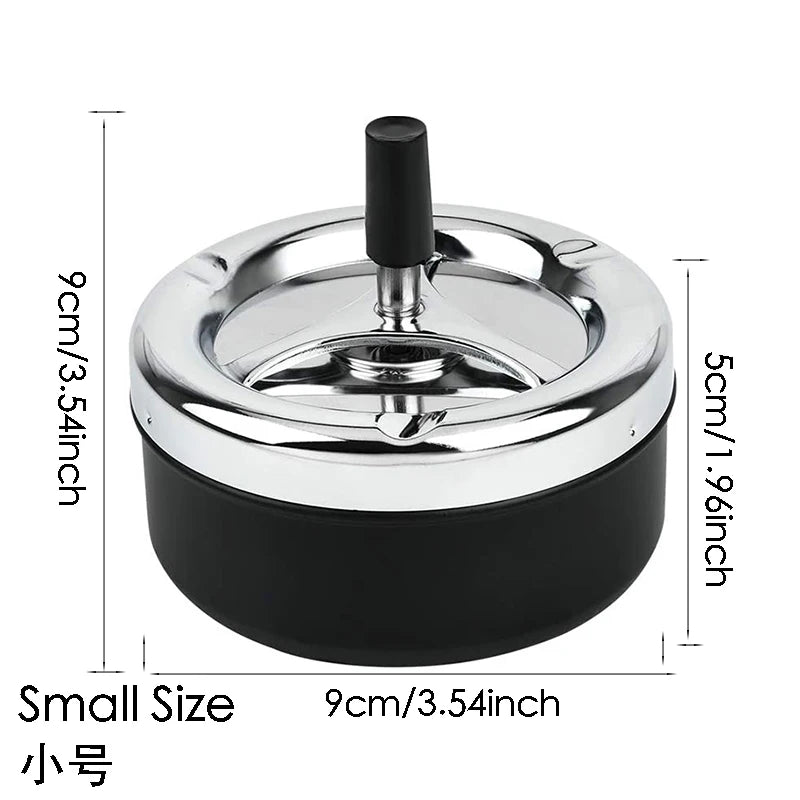 Round Push Down Spinning Metal Ashtray with Cigarette Cigar Smoking Smoke Ash Tray - Black - PST PS Tradings