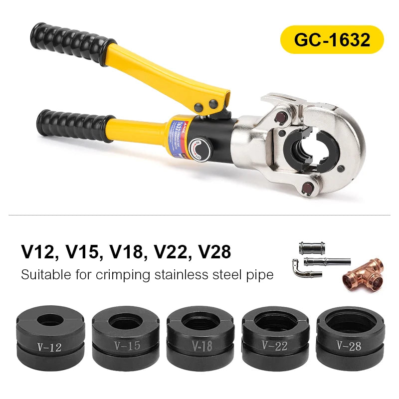 Europe Warehouse Hydraulic Pex Pipe Crimping Tools for Pex,Stainless Steel and Copper Pipe with TH,U,V,M,VAU jaws